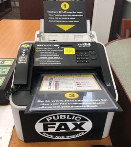a self-service fax machine for public use