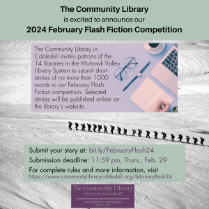 thumbnail image of poster announcing February Flash Fiction competition
