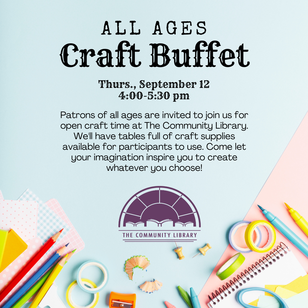 all ages craft buffet Thursday, September 12 at 4 pm