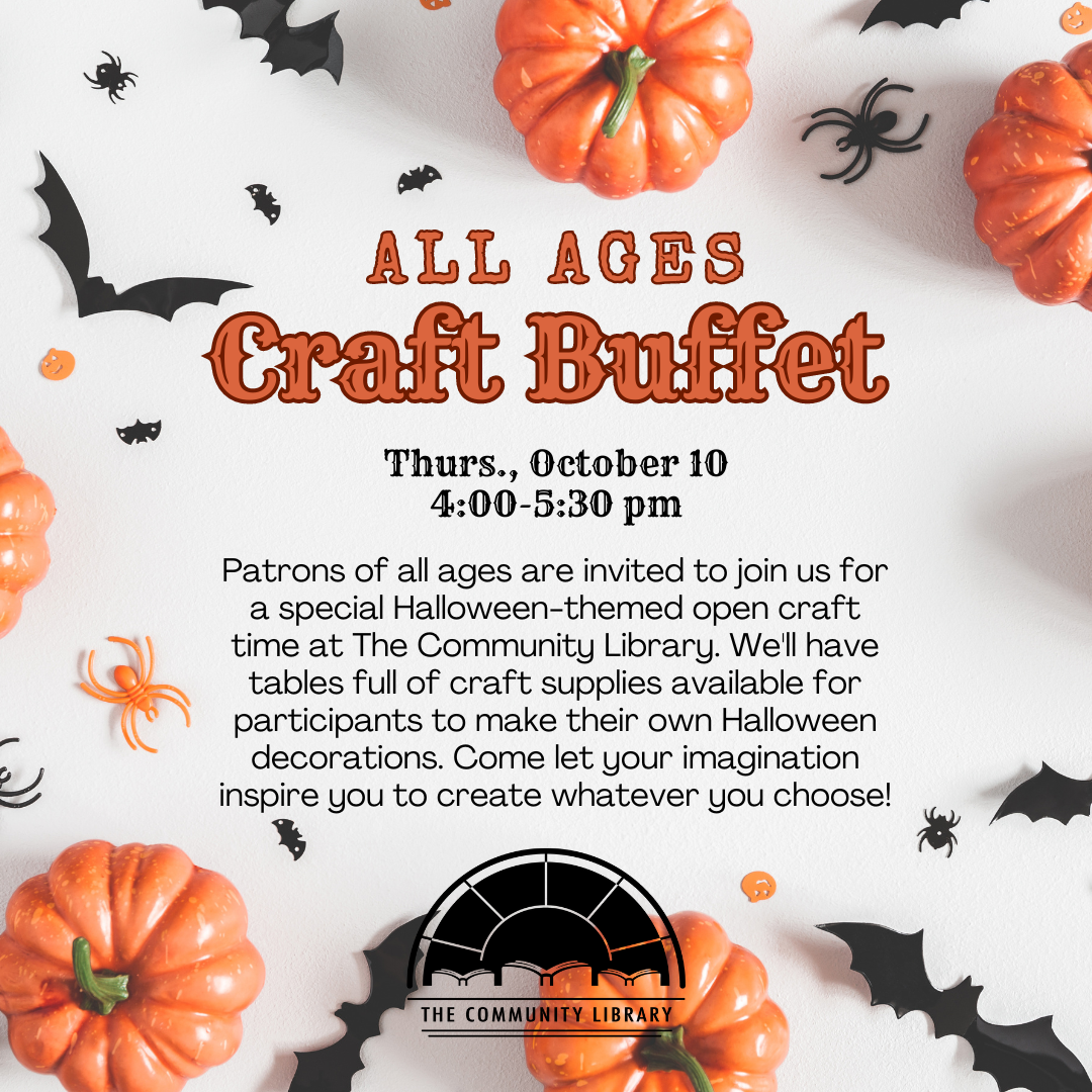 All ages craft buffet on Thursday October 10 at 4 pm