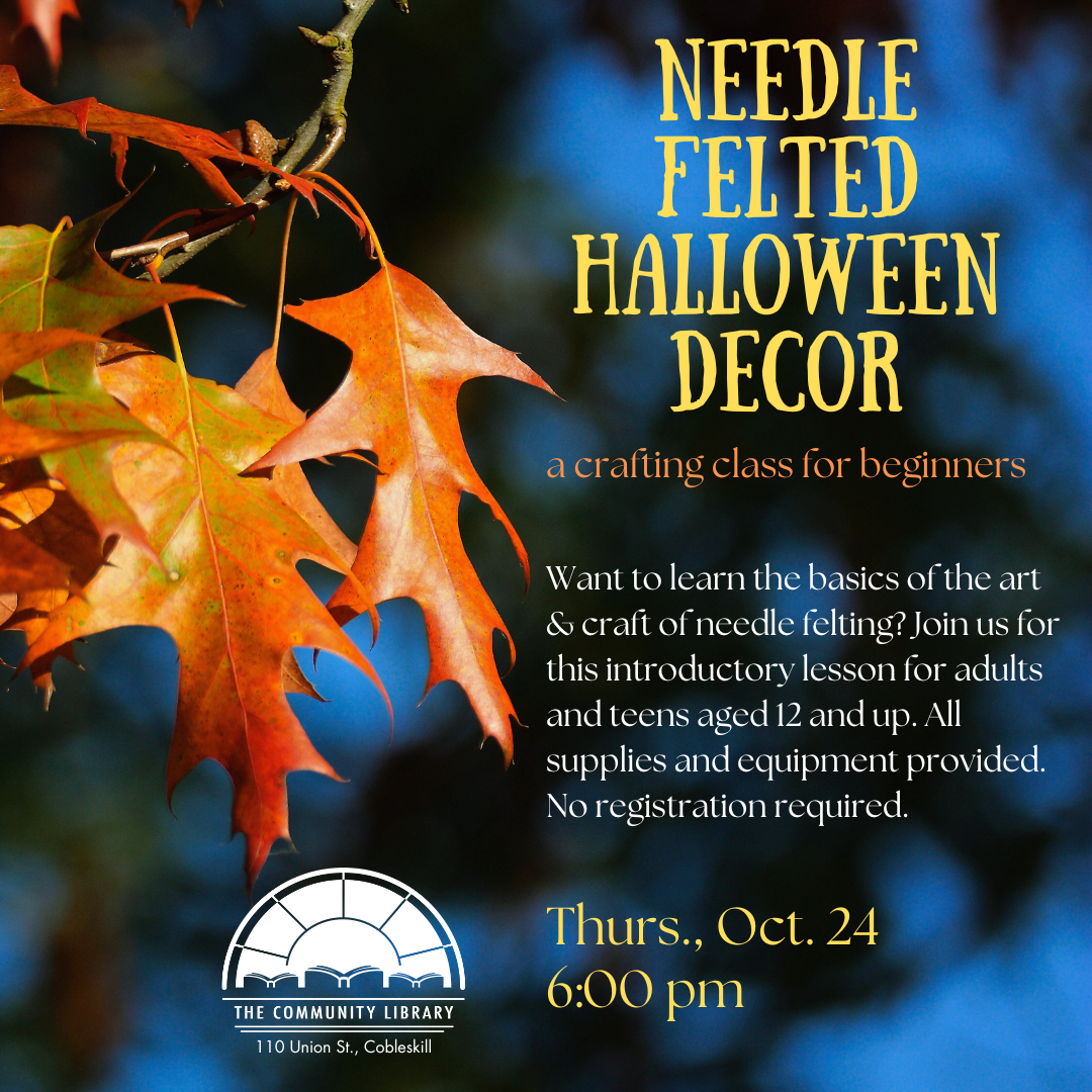 Needle Felting class for beginners, Thursday, October 24 at 6 pm