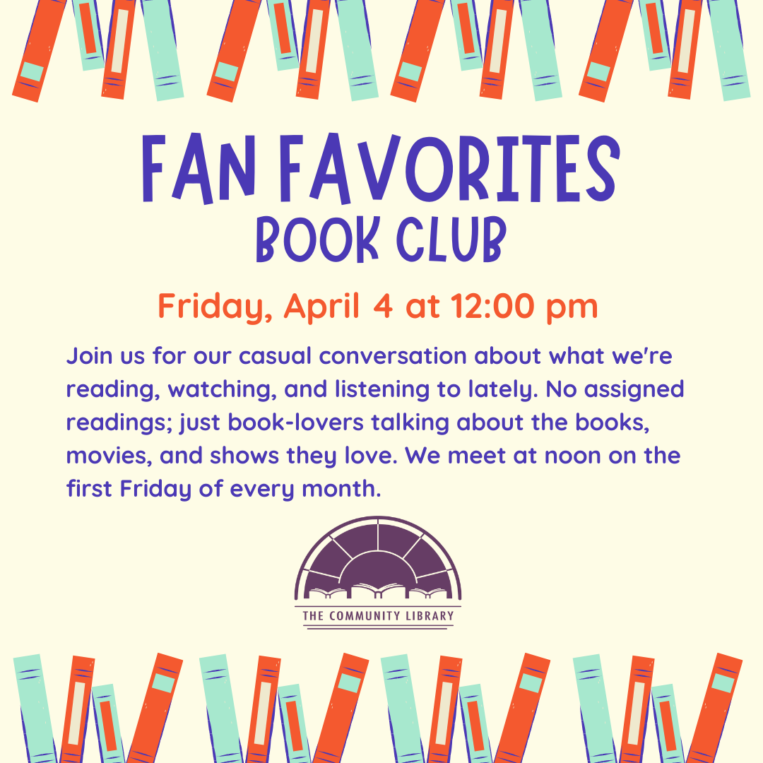 fan favorites book club friday april 4th at 12 PM