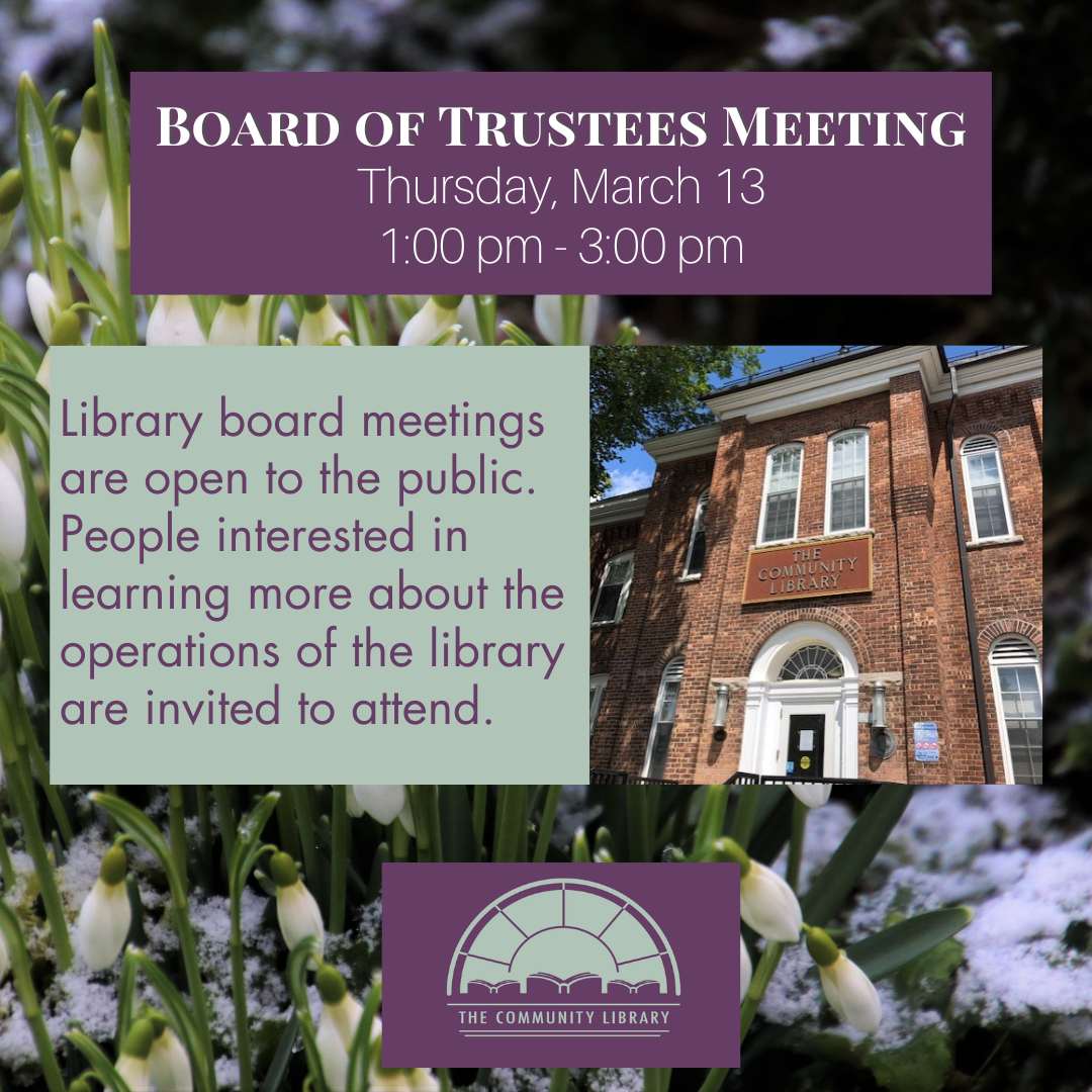 board of trustees meeting thursday march 13 from 1 to 3 pm open to the public