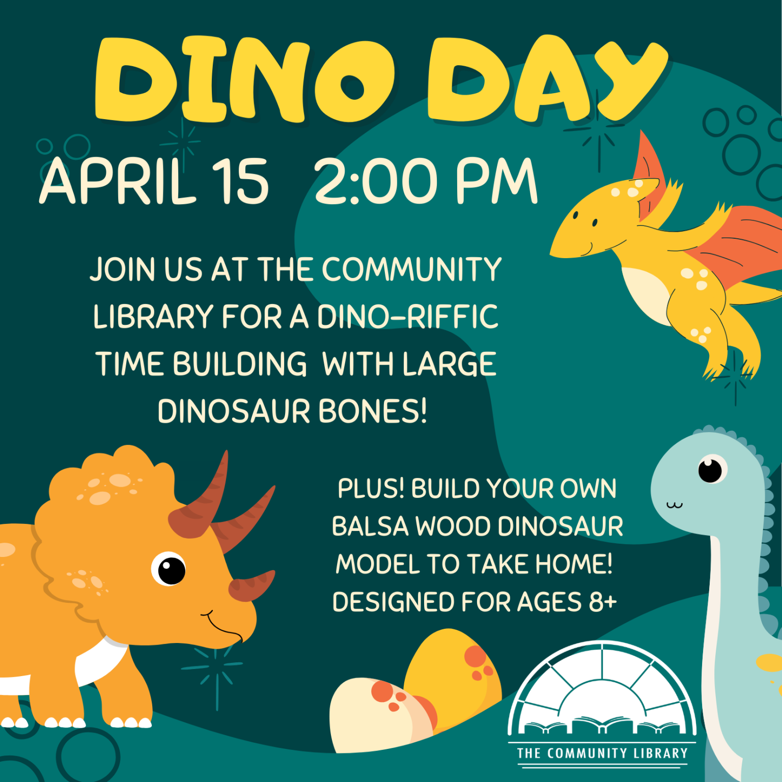 dino day april 15 at 2 pm