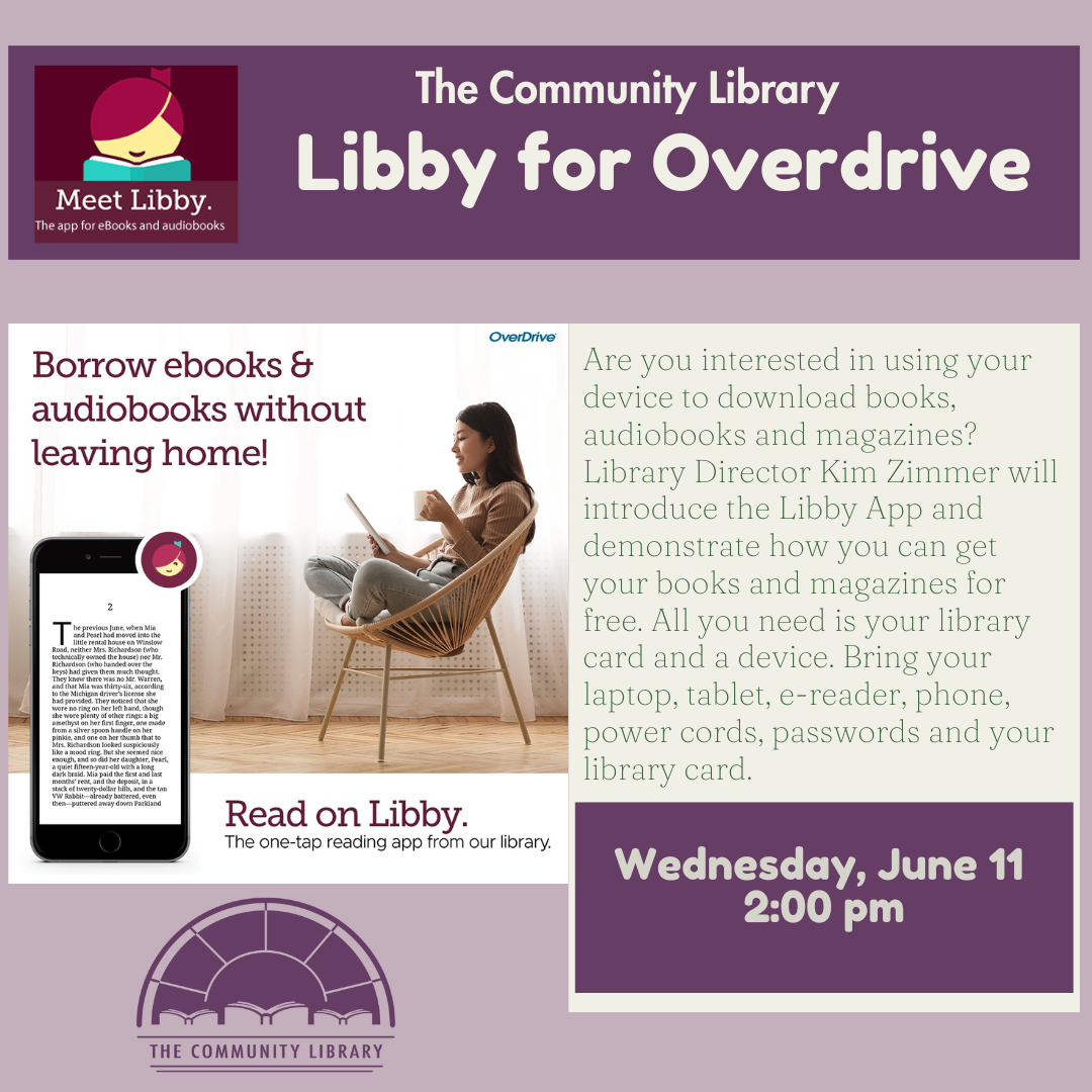libby for overdrive wednesday june 11 at 2 pm