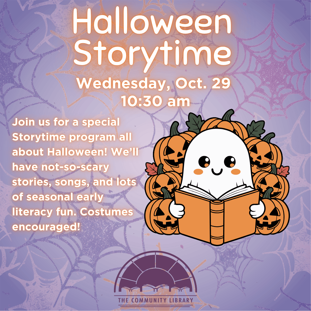 Halloween Storytime. Wednesday, October 29 at 10:30 am