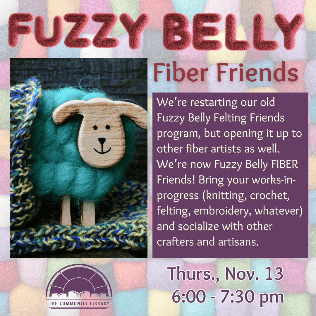 Fuzzy Belly Fiber Friends meet-up Thursday, November 13 at 6 pm
