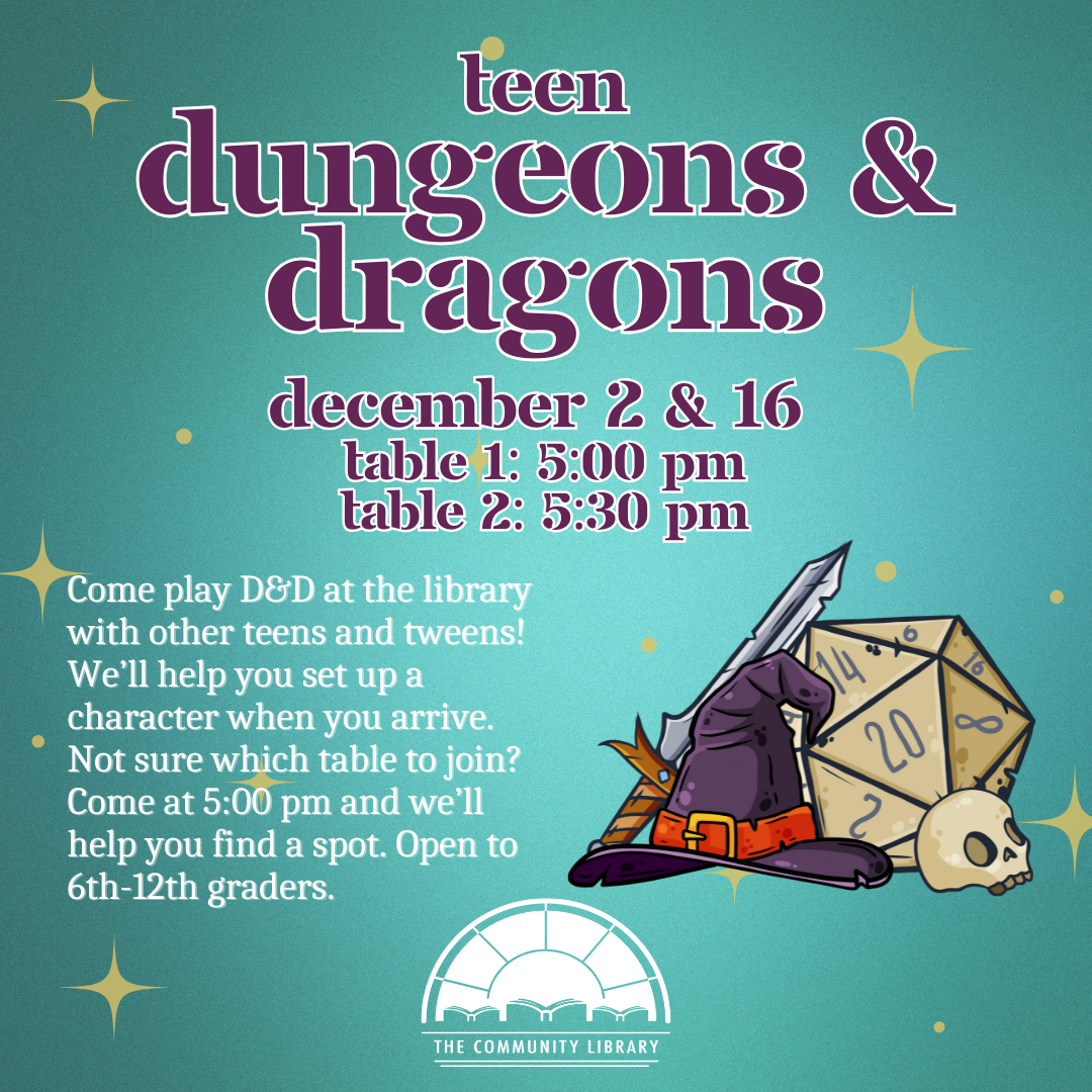 Teen D&D meets December 16 at 5 pm