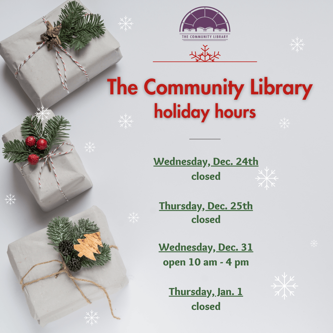 Holiday Hours. Wednesday, Dec. 24th closed Thursday, Dec. 25th closed Wednesday, Dec. 31 open 10 am - 4 pm Thursday, Jan. 1 closed