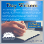 At this program, the moderator presents prompts and writing exercises to inspire writers of all types. Join us for a creative outlet where the focus is on self-expression.